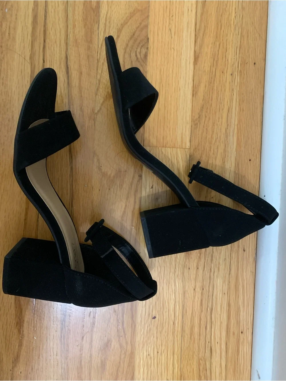 Women's Black Ankle-Strap Block Heel Sandals